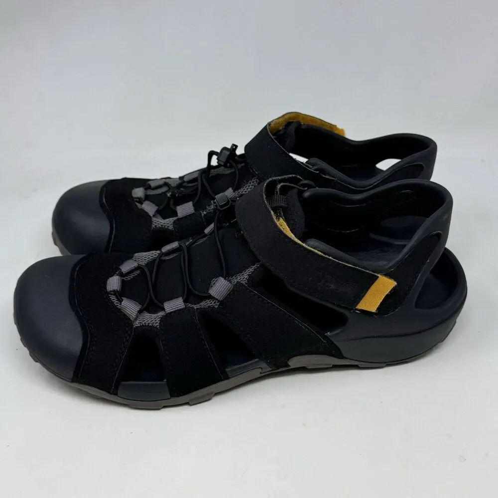 Teva Flintwood Sandals Mens 10 Black Mesh Hiking Water Ankle Strap Hook Loop